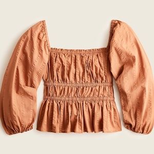 J. Crew Women's Orange Puff Sleeve Top